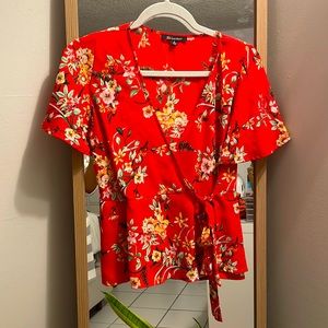 Floral red top